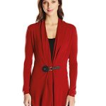 Colour Works Women’s Long Sleeve Cardigan Sweater with Leather Type Belt