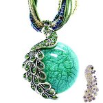 Zonman® Jewelry Retro Bohemia Style Pendant Opal Phoenix Peacock Necklace