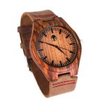 Viable Harvest – Mens Wood Watch – Wooden Bamboo Dial – Sandalwood Bezel – Genuine Leather – Gift box