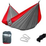 Luxetempo Portable Ultralight Nylon Parachute Double Hammock -Camping Backyard Recreation-9.8*6.5 ft Red